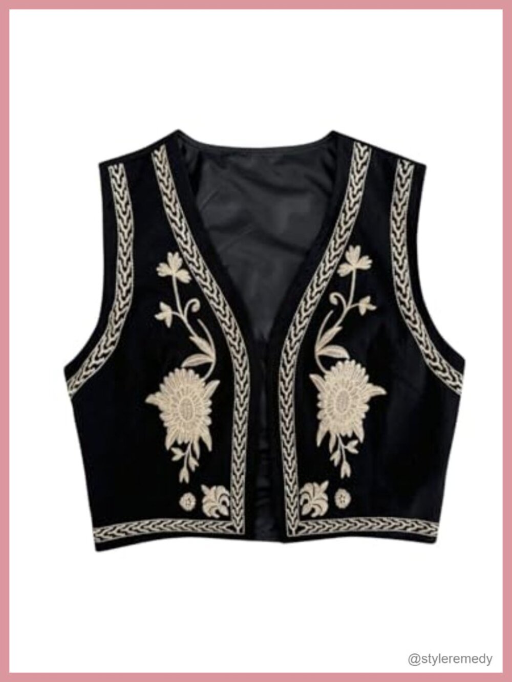 Western Cowgirl Vest Embroidered Boho Waistcoat Sleeveless Open Front
